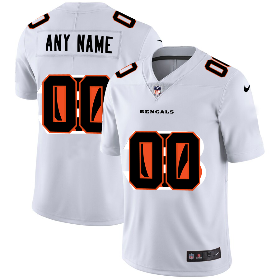 Wholesale Cincinnati Bengals Custom White Men Nike Team Logo Dual Overlap Limited NFL Jersey